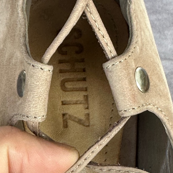 Schutz Suede Gladiator Lace Up Heels Tan 8.5 - Picture 6 of 7